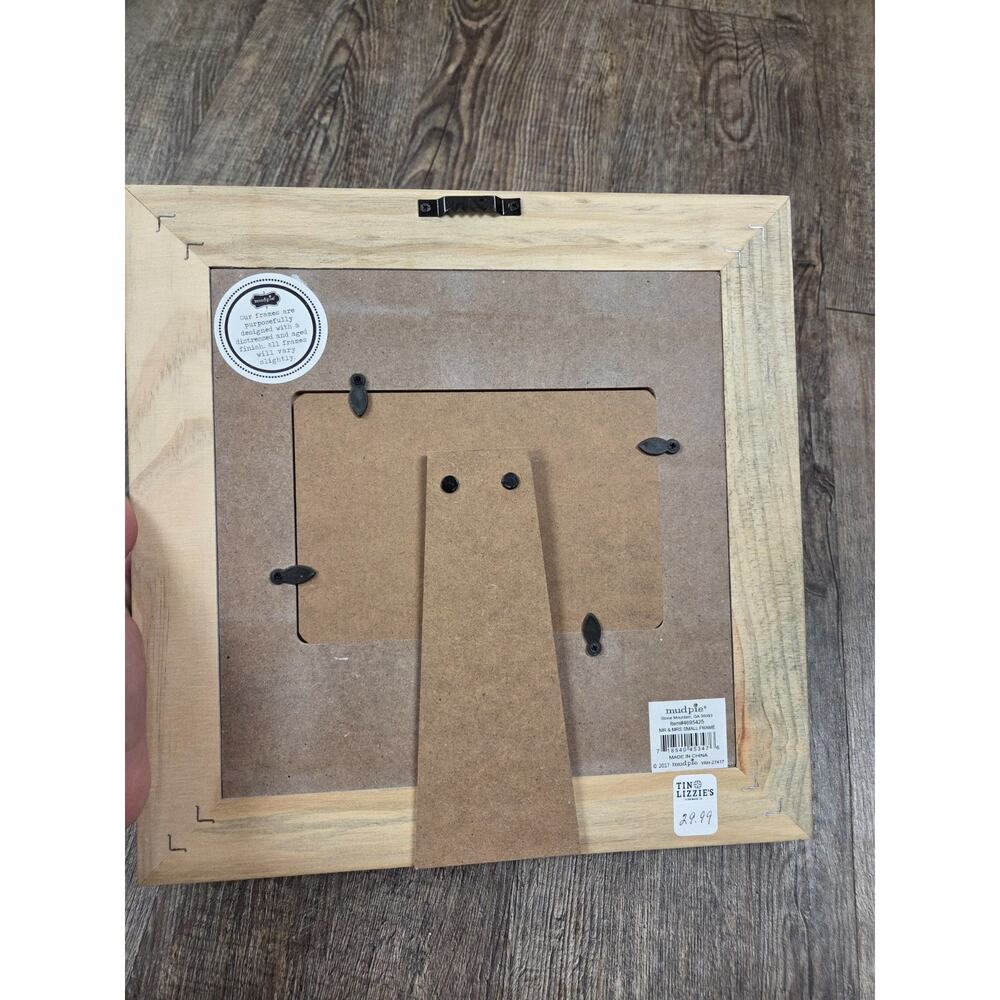 Mudpie Mr + Mrs Wedding Bride Groom Square Whitewashed Picture Frame Gift - Picture 3 of 4